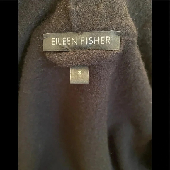 Eileen Fisher Black Wool Leather Jacket